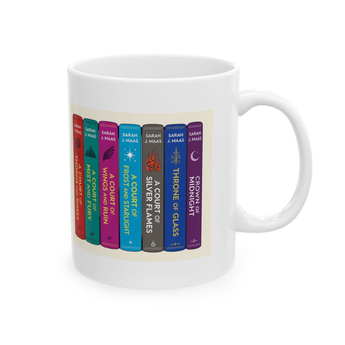 Fonhark - Sarah J Maas Book Stack Mug, ACOTAR, Crescent City, Throne of Glass, 11 Oz Novelty Coffee Mug/Cup, Red | Sarah J. Maas / ACOTAR